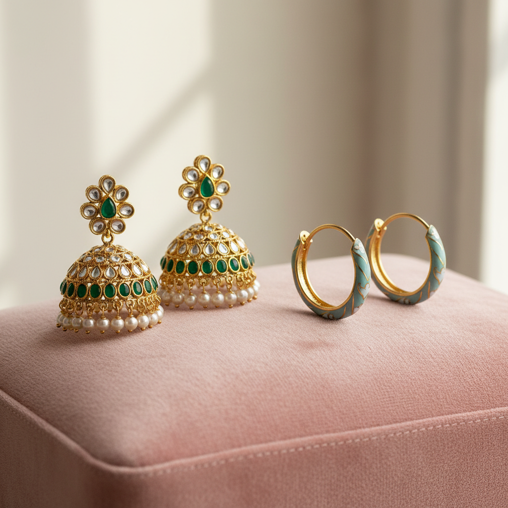 Ethnic Earrings Flat Lay