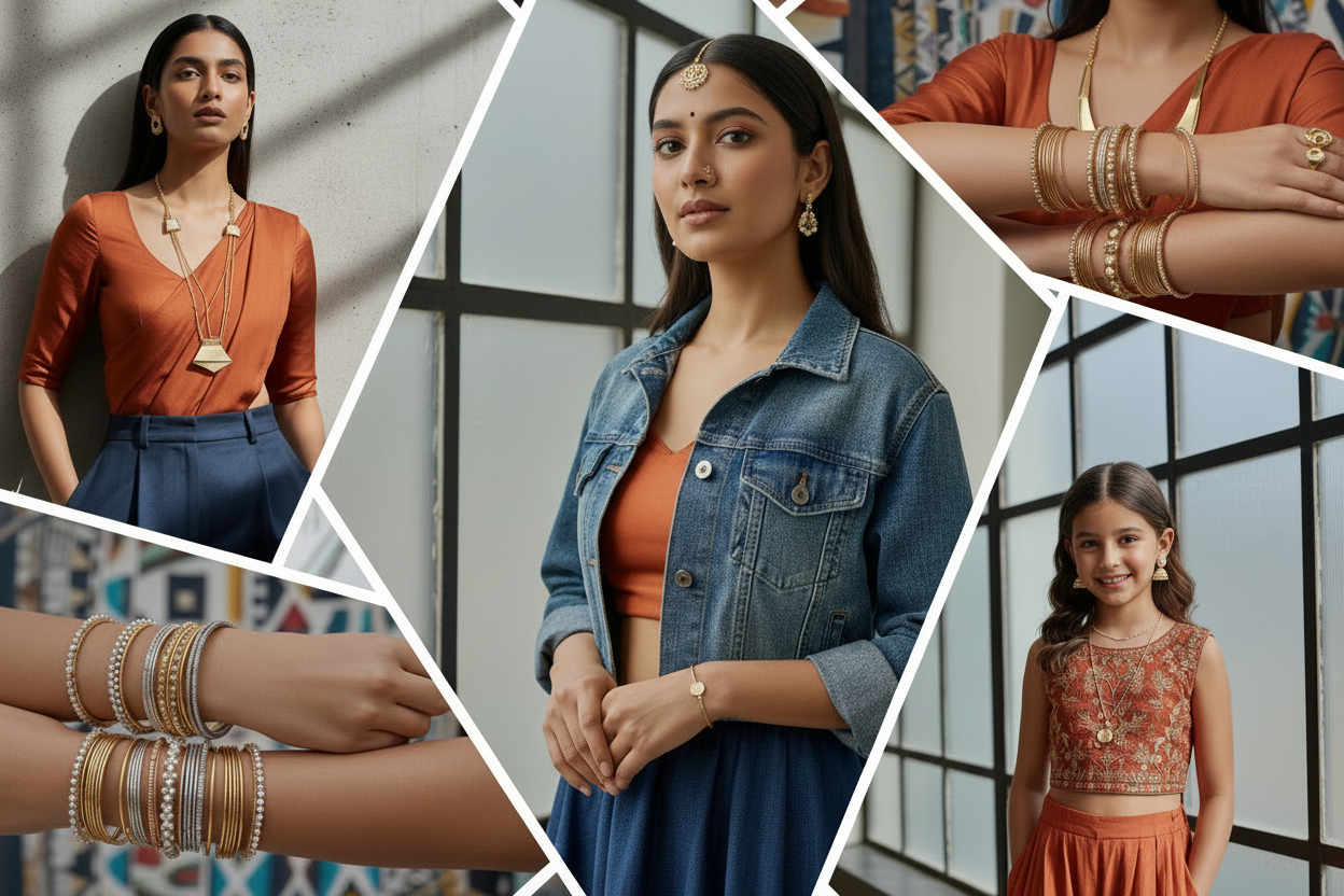 Modern Indian Ethnic Jewellery Collage